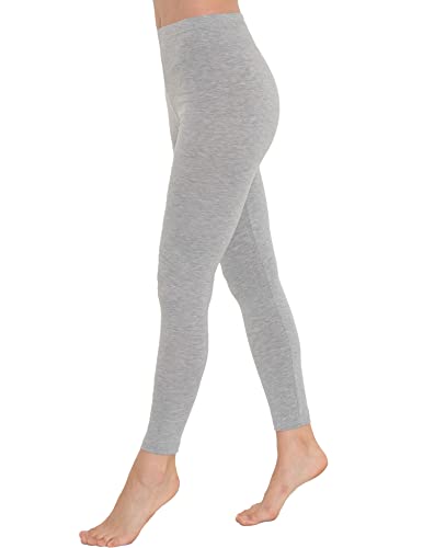 OCERA Damen Lange Leggings aus atmungsaktiver Baumwolle mit hoher Taille, ÖKO-TEX Standard 100 Zertifiziert, Grau - L von OCERA