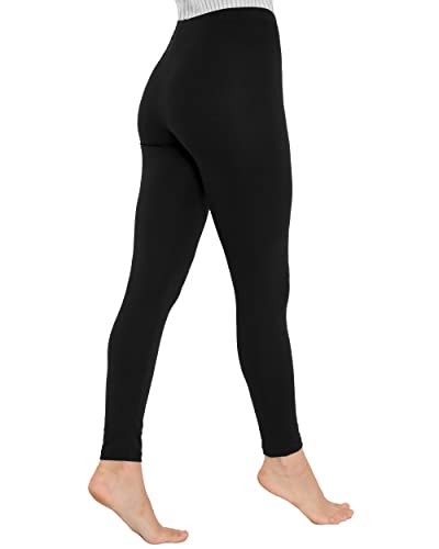 OCERA Leichte Winter Leggings aus atmungsaktiver Baumwolle, innen weich angeraut, Schwarz - L von OCERA