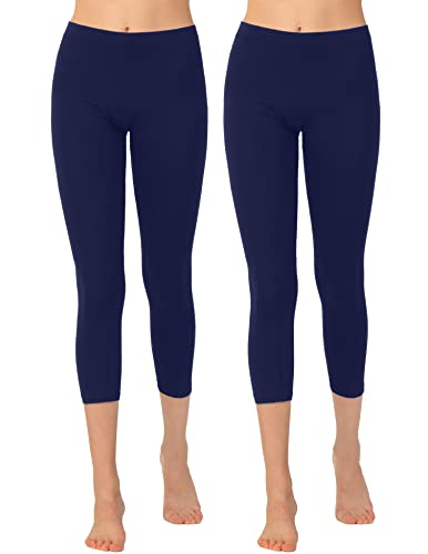 OCERA Damen Leggings 3/4 Lang (Capri) aus atmungsaktiver Viskose Dunkelblau Gr. 2XL (52/54) 2er Pack von OCERA