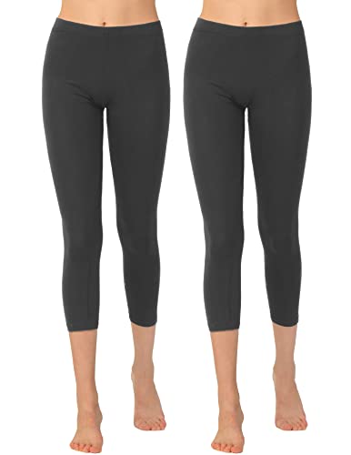 OCERA Damen Leggings 3/4 Lang (Capri) aus atmungsaktiver Viskose Grau Gr. M (40/42) 2er Pack von OCERA