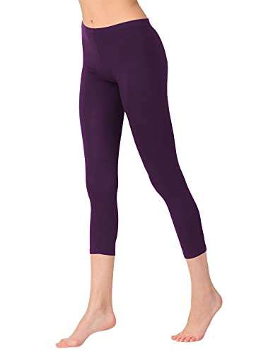 OCERA Damen Leggings 3/4 Lang (Capri) aus atmungsaktiver Viskose Violett Gr. S (36/38) von OCERA