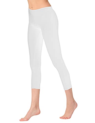 OCERA Damen Leggings 3/4 Lang (Capri) aus atmungsaktiver Viskose Weiss Gr. S (36/38) von OCERA