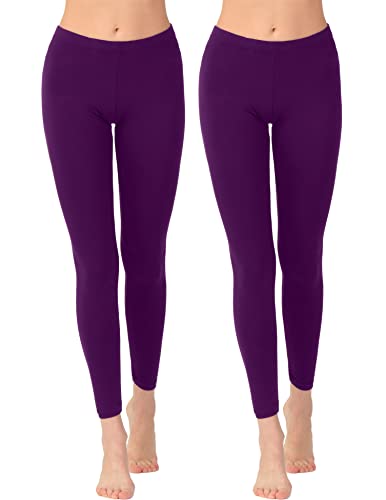 OCERA Damen Leggings Lang aus atmungsaktiver Viskose Violett Gr. L (44/46) 2er Pack von OCERA