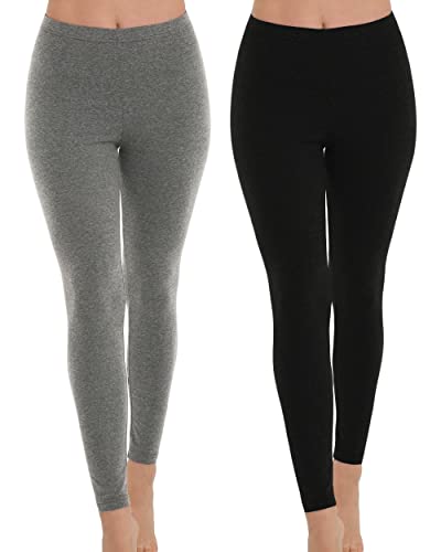 OCERA Damen Übergangsleggings, Blickdichte Feinripp Leggings aus atmungsaktiver Viskose, 2er Pack, Schwarz & Grau - L von OCERA