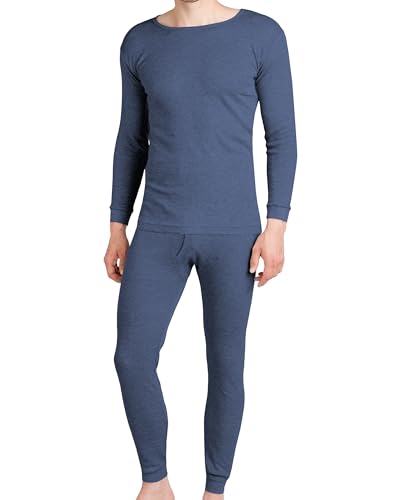 OCERA Herren Thermounterwäsche Set für Ski, Snowboard, Wandern oder zuhause, warme angeraute Innenseite, atmungsaktiv und weich für den Winter, Jeansblau XXL von OCERA