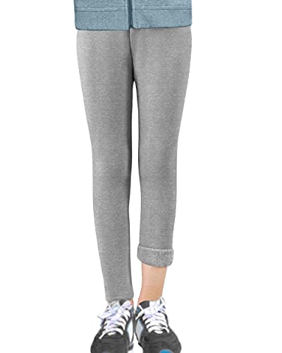 OCERA Kinder Thermo Leggings aus atmungsaktiver Baumwolle mit weich angerauter Innenseite, Grau - 134/140 von OCERA