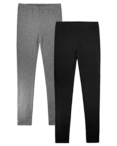 OCERA Kinder Thermo Leggings mit warmen Innenfleece und hoher Taille, Schwarz & Grau - 134 von OCERA