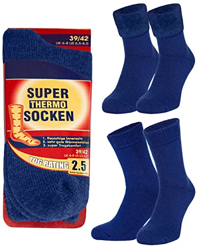 OCERA SUPER THERMO Socken für Herren, 2 Paar Ultra Warme Wintersocken mit flauschigem Innenfutter, Marine - 39/42 von OCERA