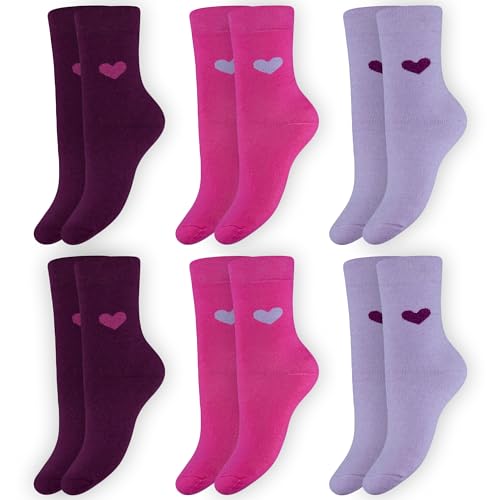 OCERA Thermo Socken (6er Pack) mit Herzmuster für Damen in beerefarben Größe 39-42 von OCERA