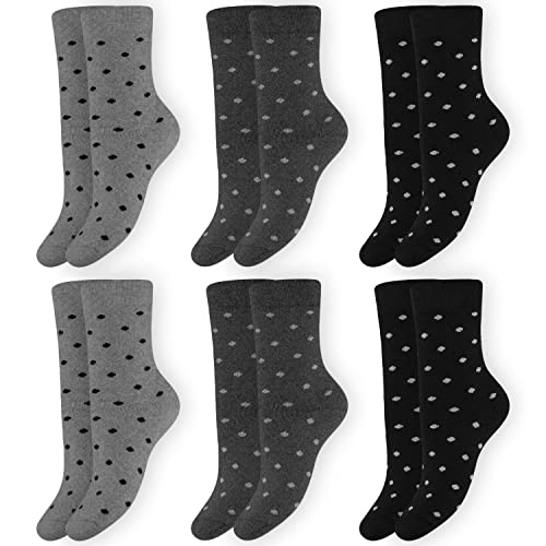 OCERA Thermo Socken (6er Pack) mit Pünktchenmuster für Damen in grau Größe 39-42 von OCERA