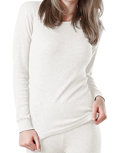 OCERA Thermo Unterhemd für Damen, Warme Thermounterwäsche aus Baumwolle für den Winter - creme - M von OCERA