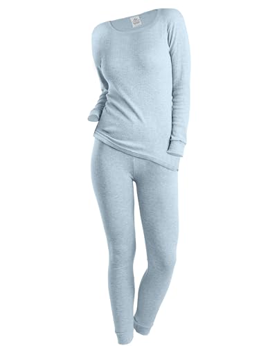 OCERA Thermo Unterwäschen Set für Damen, Warme Thermounterwäsche aus für den Winter, zum Wandern oder zuhause, warme angeraute Innenseite - hellblau - XL von OCERA