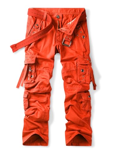 OCHENTA Herren-Arbeitshose aus Baumwolle, leger, lockere Passform, lockere Passform (kein Gürtel), Orange/Abendrot im Zickzackmuster (Sunset Chevron), 48 von OCHENTA