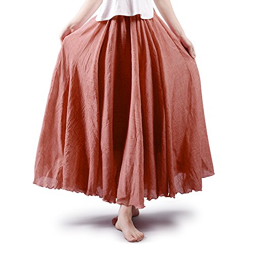 Phorecys Damen Bohemian Style Elastic Waist Band Long Maxi Skirt, rostrot, 36 von Phorecys