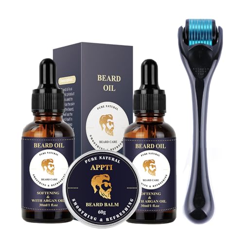 Beard Growth Kit mit Bear Growth Oil, Beard Balm, 0.5mm Bartrolle, Beard Kit für Patchy Bart, einzigartige Jubiläums- und Geburtstagsgeschenke für seinen Freund Mann Papa Männer von OCHILIMA