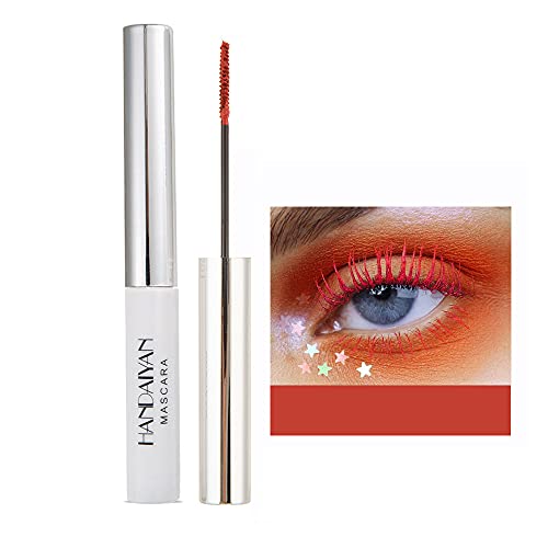 OCHILIMA 4D Mascara farbenfrohe Fasermascara bezaubernde lang anhaltende Mascara, dichte/lange Wimpern wasserfestes und wischfestes Augen-Makeup(Red Coral) von OCHILIMA