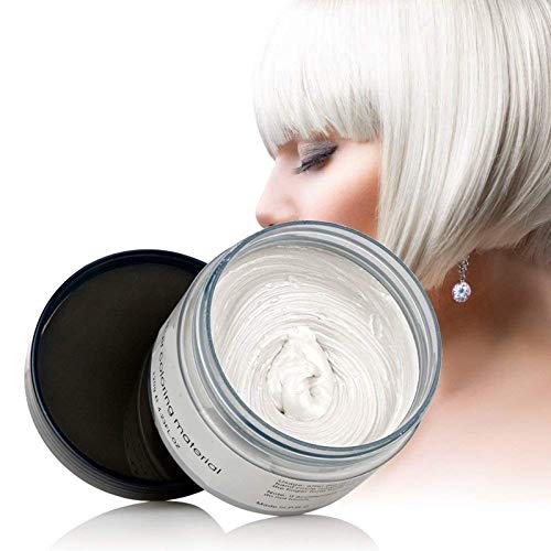 Temporäre Haarwachs Farbe, OCHILIMA Haarwachs Frisur Farbstoff Schlamm, natürliche Inhaltsstoffe Waschbare Haarstylingcreme für Männer Frauen Farbwachs 120g /4,23 Unzen (Weiß) von OCHILIMA