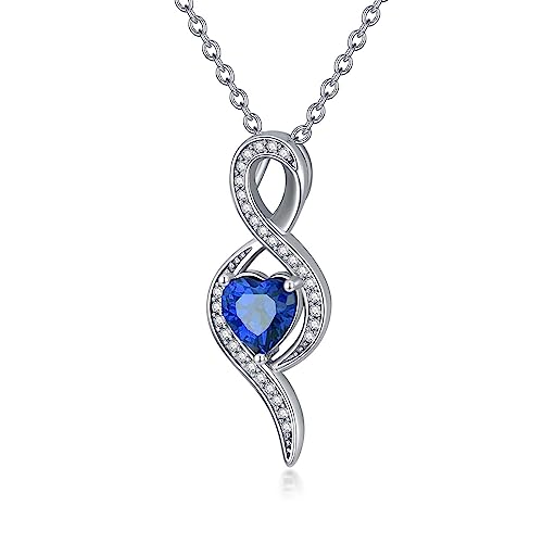 OCJ Damen Infinity Herz Halskette 925 Sterling Silber mit Geburtsstein, Kristall Zirkonia Anhänger Kette Schmuck Geschenke für Frauen - September von OCJ