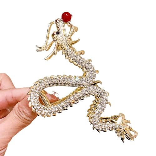 Haarspangen mit chinesischem Drachenjahr, Haarschmuck für Damen, rote Perlen, Tiara, Strass, Haarschmuck, Metallnadel, Mode von OCKULT