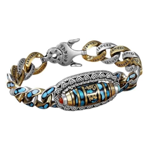 OCKULT Türkis Sechs Zeichen Mantra Neunäugige Dzi Perlen Armband Neun Augen Mantra Männer Sechs charact W2s5 Zubehör Armband Retro Perle von OCKULT