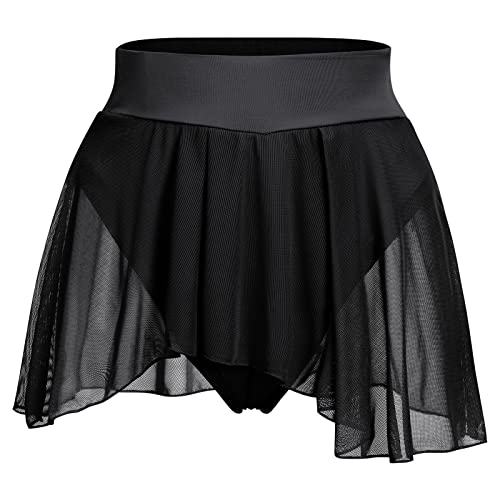 ODASDO Damen Pole Dance Outfit Rave Shorts Rüschen Höschen Rock Mesh Booty Bottoms Hot Pants Workout Clubwear, Schwarz, Klein von ODASDO