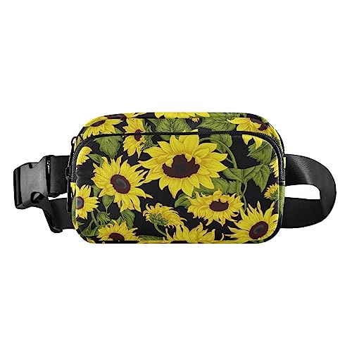 Aquarell-Sonnenblumen-Gürteltasche, Crossbody-Tasche, Zitronengelb, mit verstellbarem Riemen, Wasserfarbe Sonnenblume von ODAWA