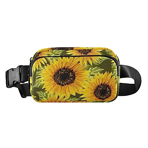 Aquarell Sonnenblumen Gürteltasche Crossbody Zitrone Taschen Hüfttasche mit verstellbarem Gurt, Wasserfarbe Sonnenblumen von ODAWA