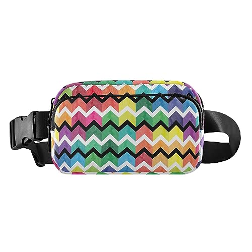 Bunte Band Streifen Gürtel Taschen Kleine Taille Pouch Unisex Mini Gürteltasche mit verstellbarem Gurt, Bunte Bandstreifen von ODAWA