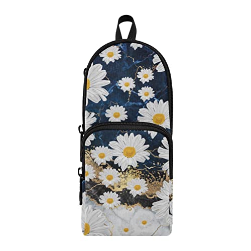Daisy Marmor Stifttasche mit 3 Reißverschlusstaschen, geräumiger Stauraum für Studenten, Erwachsene, Büro 23,9 x 9,9 x 7,9 cm von ODAWA