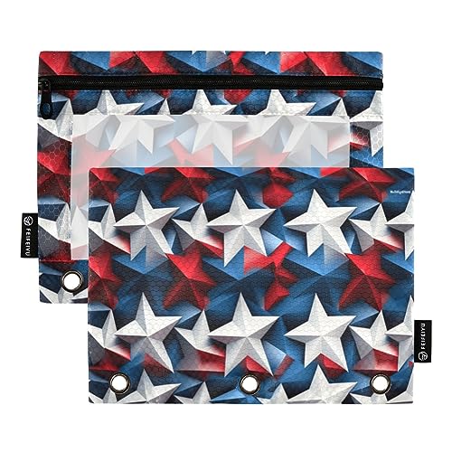 Die Vereinigten Staaten Flagge Feier Binder Taschen für 3 Ringbuch Reißverschluss Bleistift Pouches Fall Binder Kosmetiktasche für den täglichen Bürobedarf, 2 Stück von ODAWA