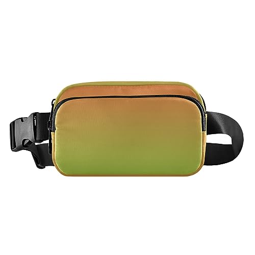 Gürteltasche mit Holzflagge, Damen, Umhängetasche, Hüfttasche für Reisen, Einkaufen, Wandern, Radfahren, Laufen, 20,3 x 13,5 x 5,8 cm, Orange Grün Farbverlauf von ODAWA