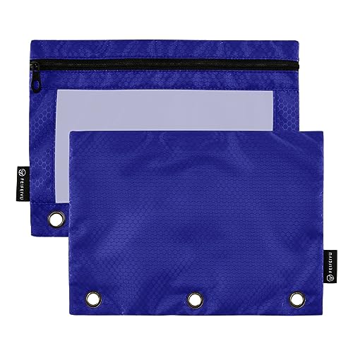 Navy Blue Binder Pencil Pouch with Reinforced Grommets for Office School College Supplies, 2 Pack von ODAWA