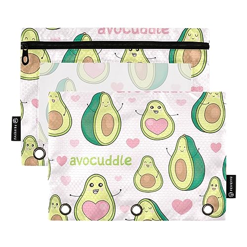 Niedliche Avocados 3-Loch Punch Big Capacity Pencil Pouch für Schule und Büro, 2 Stück von ODAWA