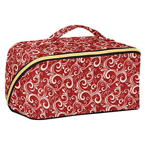 ODAWA Bunte Reise-Make-up-Tasche mit Pfotenabdruck, tragbar, große Öffnung, Kosmetiktasche für Damen und Mädchen, Nahtlose Blumenverzierung modisch von ODAWA