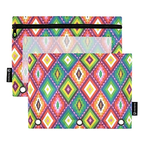 ODAWA Cinco De Mayo Bright Binder Pouches, 2 Pack 3 Ring Binder Pouch with Smooth Zipper, Clear Window Pencil Case for Binder von ODAWA