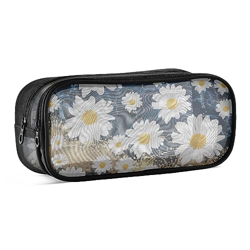 ODAWA Daisy Marble Kleine Netztasche Gitter Mesh Stifteetui mit Reißverschluss Stifteetui für Erwachsene 9,45 x 3,15 x 4,3 Zoll von ODAWA