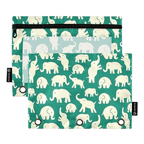 ODAWA Elephant Green 3-Ring-Bindertasche mit großem Fassungsvermögen für Zuhause/Büro/Schulbedarf, 2 Stück von ODAWA