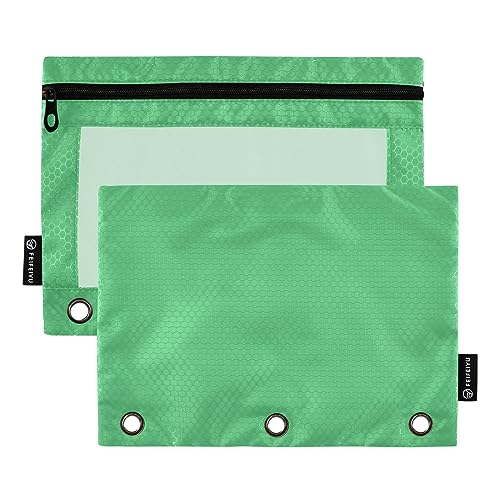 ODAWA Emerald Binder Pencil Pouch, 2 Pack 3 Ring Pencil Pouch for Binder with Smooth Zipper, Clear Window Pencil Case for Binder von ODAWA