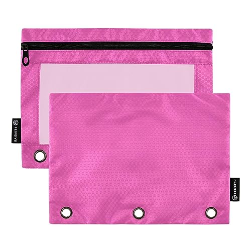 ODAWA Fashion Style Pink Binder Pouches, 2 Pack 3 Ring Pencil Pouch for Binder with Reinforced Grommets von ODAWA