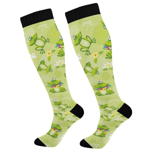 ODAWA Frogs Unisex Kniehohe Breite Wadensocken Kompressionssocken für Damen Lange Socken für Damen und Herren, Frosch, Einheitsgröße von ODAWA