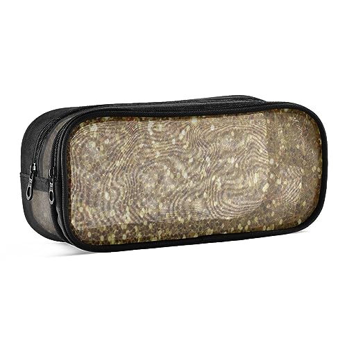 ODAWA Gold Glitter Pencil Pouch Grid Mesh Pen Pencil Case with Zipper Clear Case Marker Pouch Multifonction Organizer Box von ODAWA