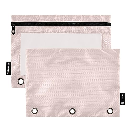 ODAWA Misty Rose Binder Pencil Pouch, 2 Pack Zipper Pouch for 3 Ring Binder with Clear Window Stationery Bag Binder Case von ODAWA