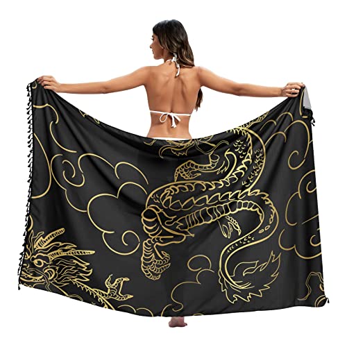 ODAWA Niedlicher Koala-Damen-Badeanzug, Wickelflagge, Bikini, Strand, langer Sarong, Goldfarbenes Tier, Large von ODAWA