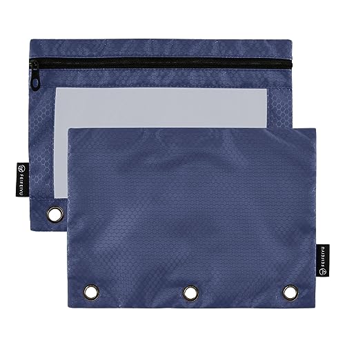 ODAWA Noble Blue Binder Pencil Pouch with Zipper with Clear Window for School Classroom Organizers, 2 Pack von ODAWA