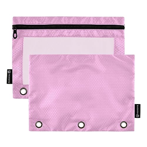 ODAWA Pearl Pink Pencil Pouch for Women Large Capacity Binder Pouch Durable Binder Pencil Case, 2 Pack von ODAWA