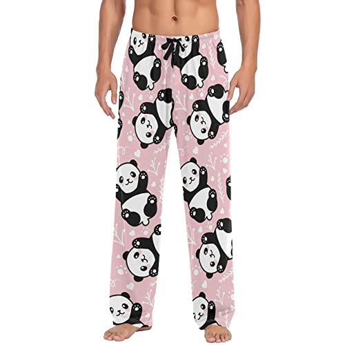 ODAWA Pyjamahose für Herren, Dino-Muster, bedruckt, Schlaf-Lounge-Hose mit Taschen, lange PJ-Hose, Panda-Muster, Large von ODAWA