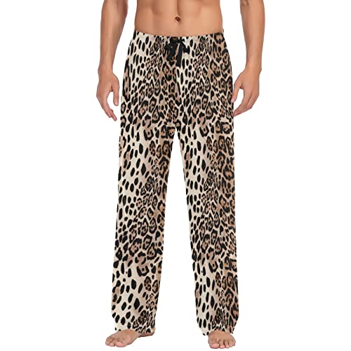 ODAWA Pyjamahose für Herren, Halloween-Wickel-Schlaf-Lounge-Hose mit Taschen, lange PJ-Hose, leopardenmuster, XX-Large von ODAWA