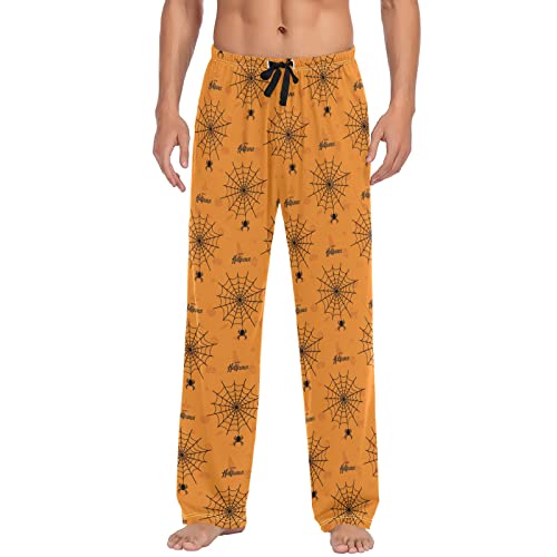 ODAWA Pyjamahose für Herren, Herbsternte, Schlaf-Lounge-Hose mit Taschen, lange PJ Hose, Happy Halloween Pattern01, X-Large von ODAWA