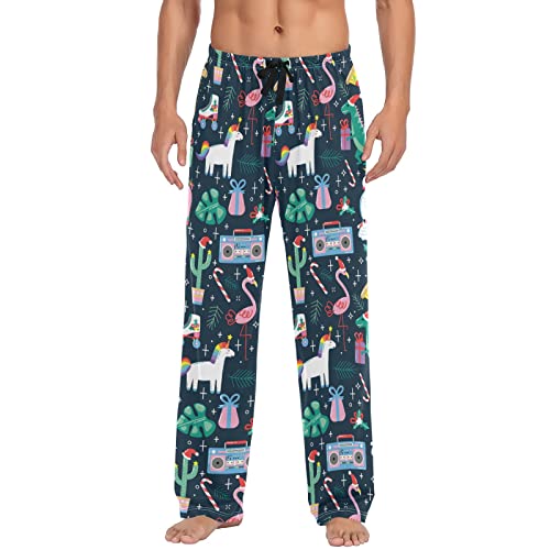 ODAWA Pyjamahose für Herren, hawaiianisch, Tribal-Schlafhose, mit Taschen, lange PJ Hose, Süße Tiere, X-Large von ODAWA