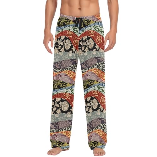 ODAWA Pyjamahose für Herren, traditioneller Stil, Schlafloungehose mit Taschen, lange Pyjamahose, Traditioneller Stil, Medium von ODAWA